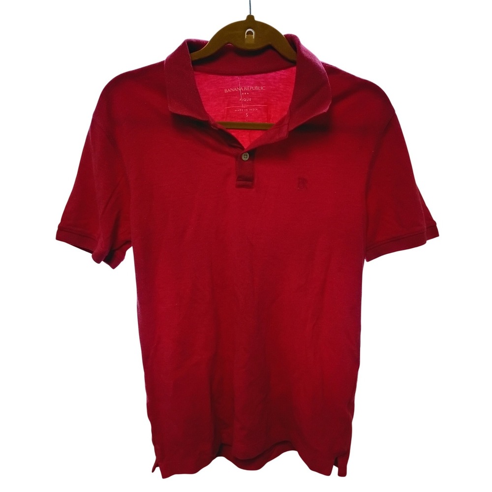 Banana Republic Mens Pique Polo Shirt Red Short Sleeve Size S Small